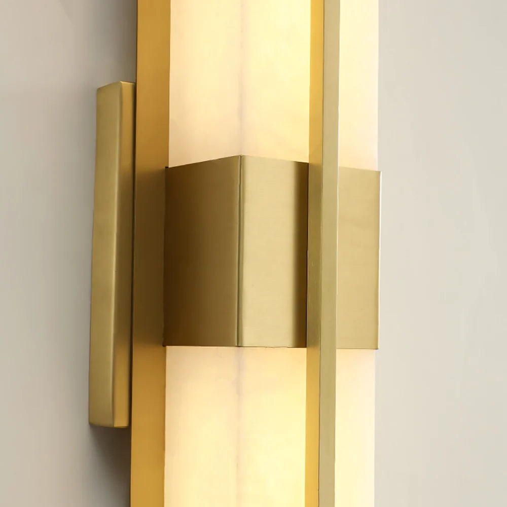 Modern Alabaster Cuboid Copper Wall Lamp
