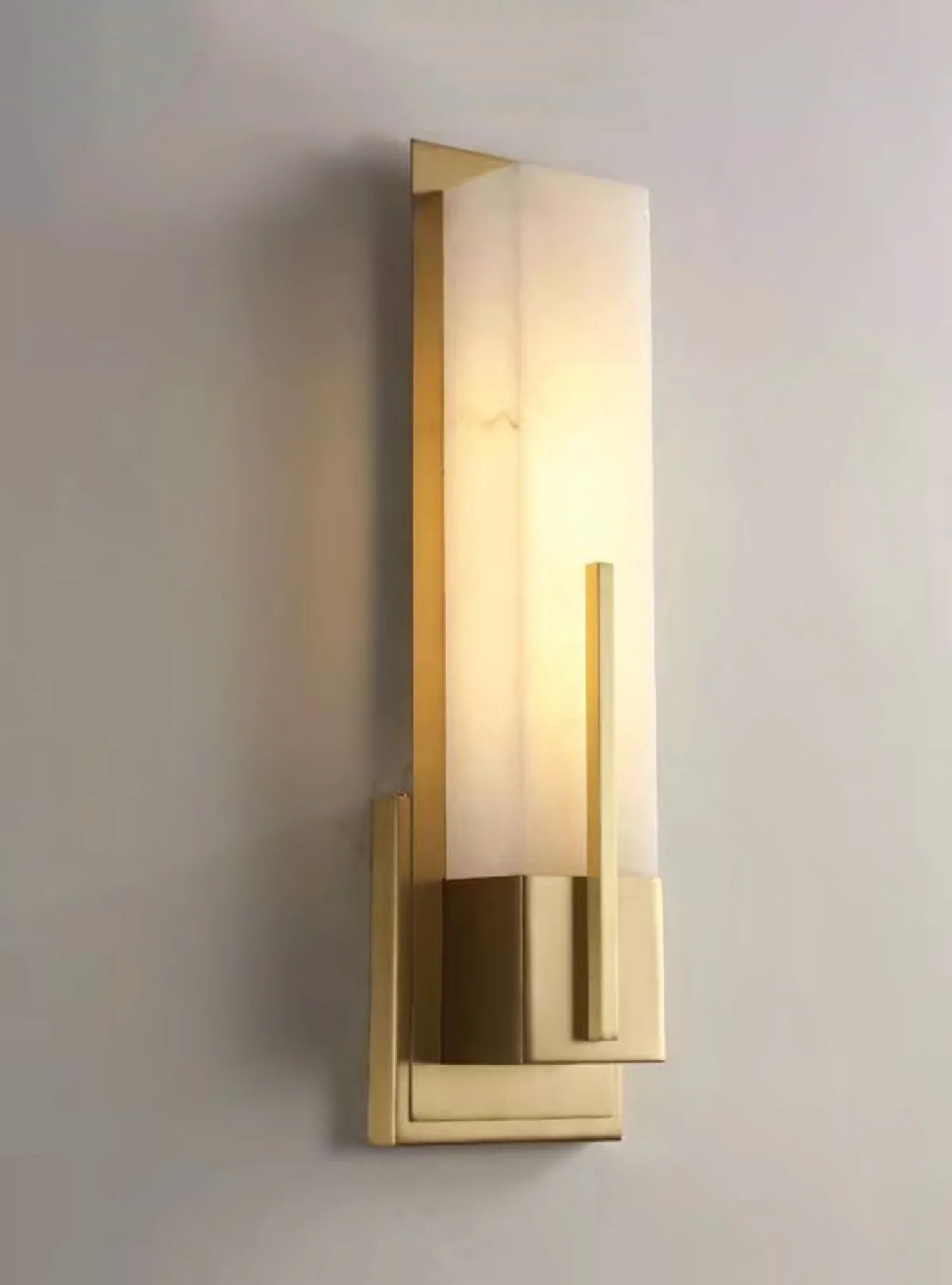 Modern Alabaster Cuboid Copper Wall Lamp