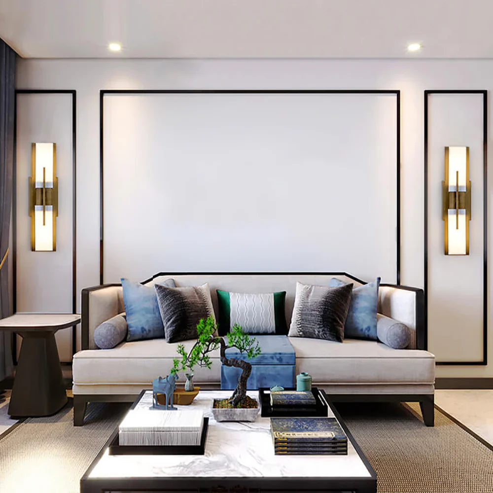 Modern Alabaster Cuboid Copper Wall Lamp