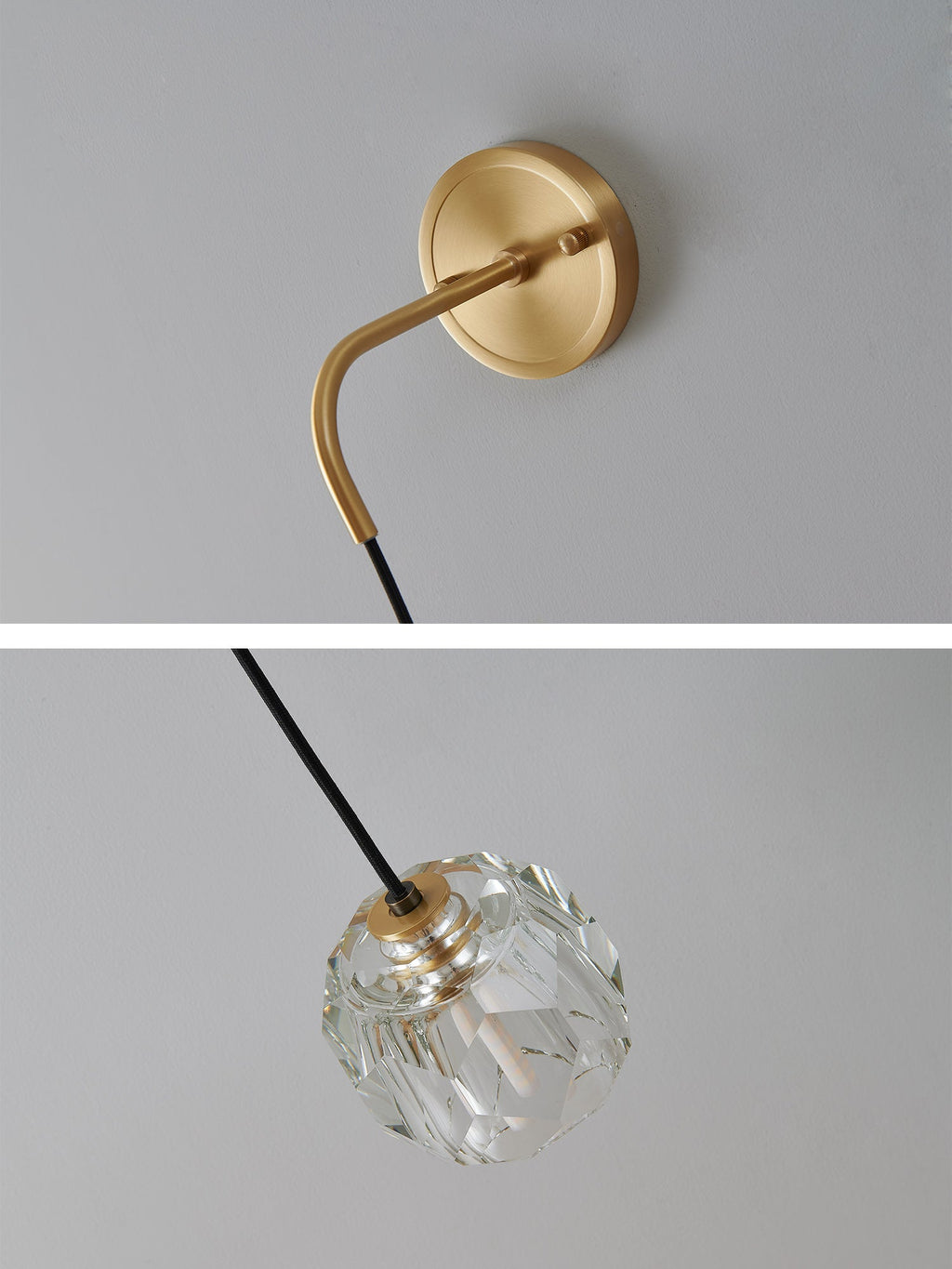 Multi-faceted clear crystal wall sconce