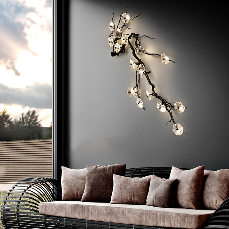 Plum Blossoms Brass Sconce Light