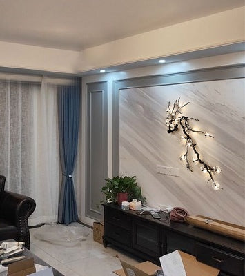 Plum Blossoms Brass Sconce Light