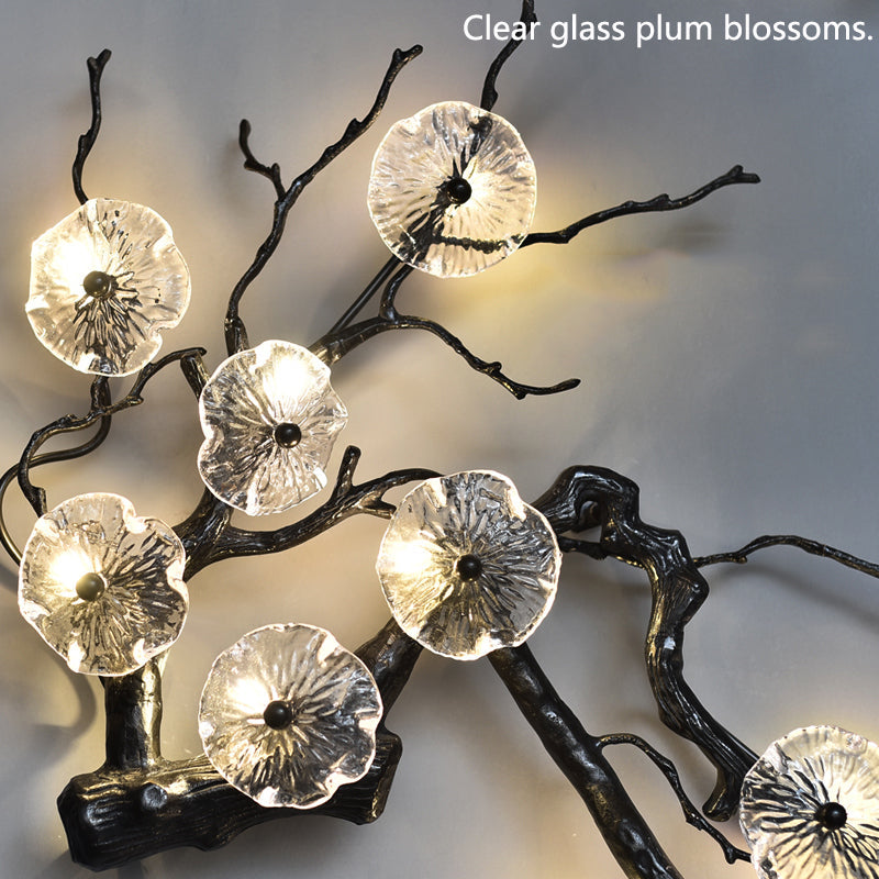 Plum Blossoms Brass Sconce Light