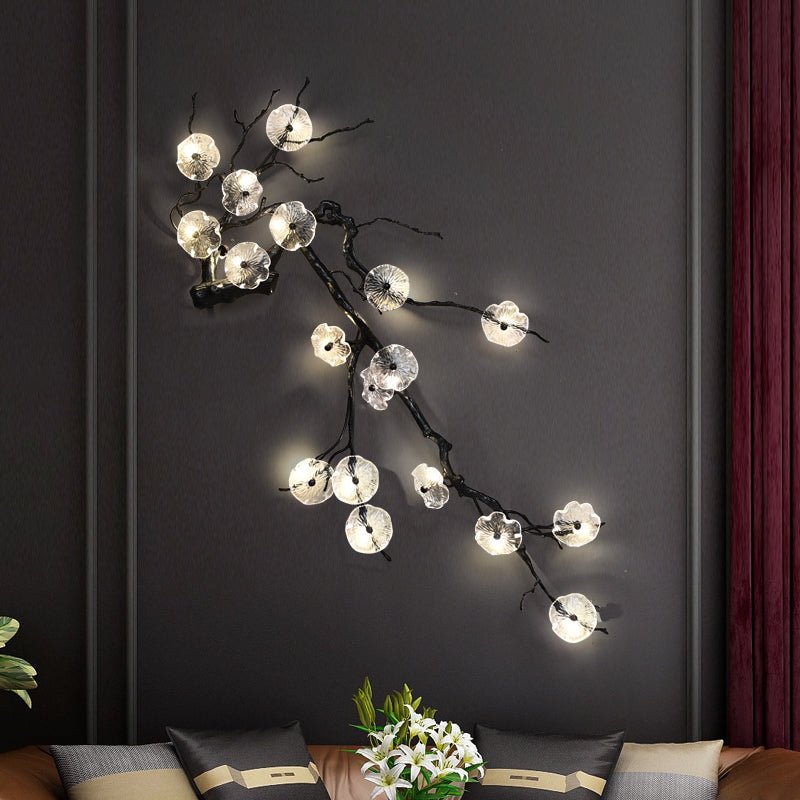 Plum Blossoms Brass Sconce Light