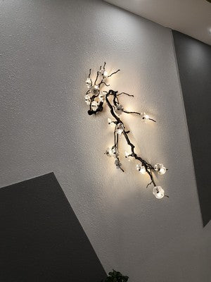 Plum Blossoms Brass Sconce Light