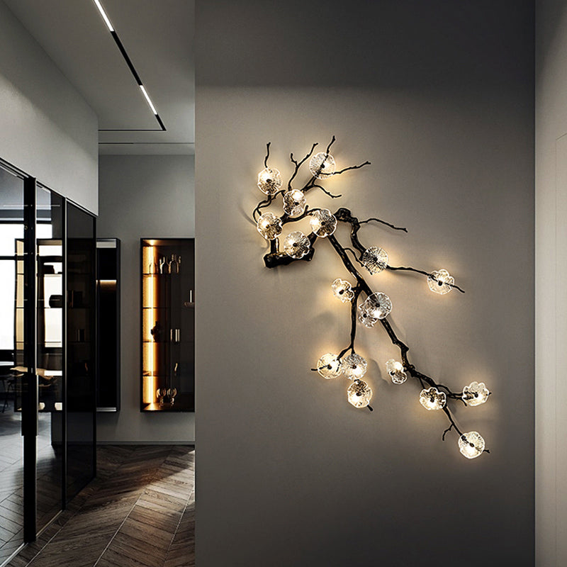 Plum Blossoms Brass Sconce Light