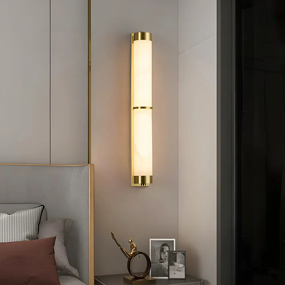 Modern Cylindra Alabaster Brass Wall Light