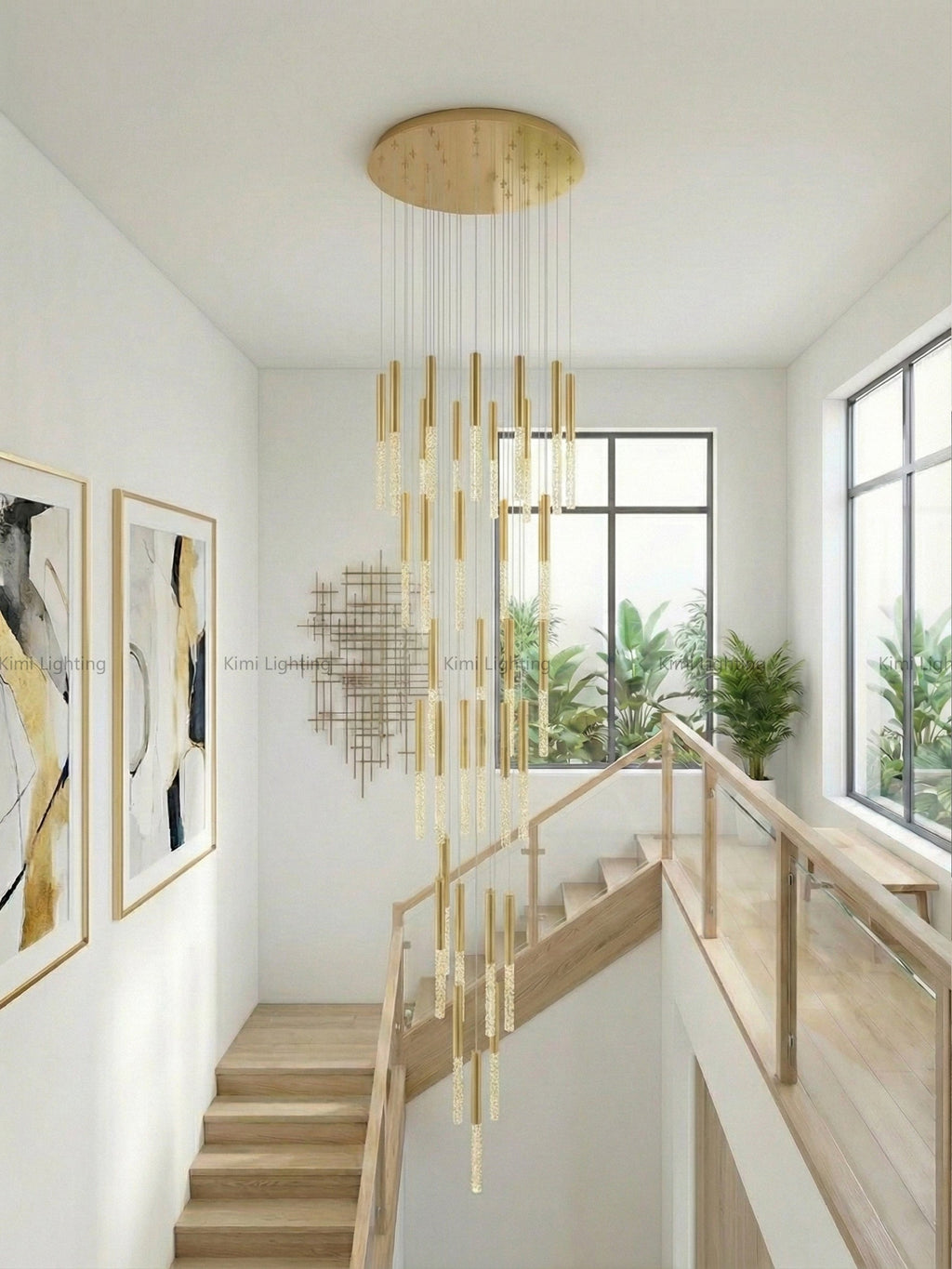 Crystal Column Staircase Pendant Light