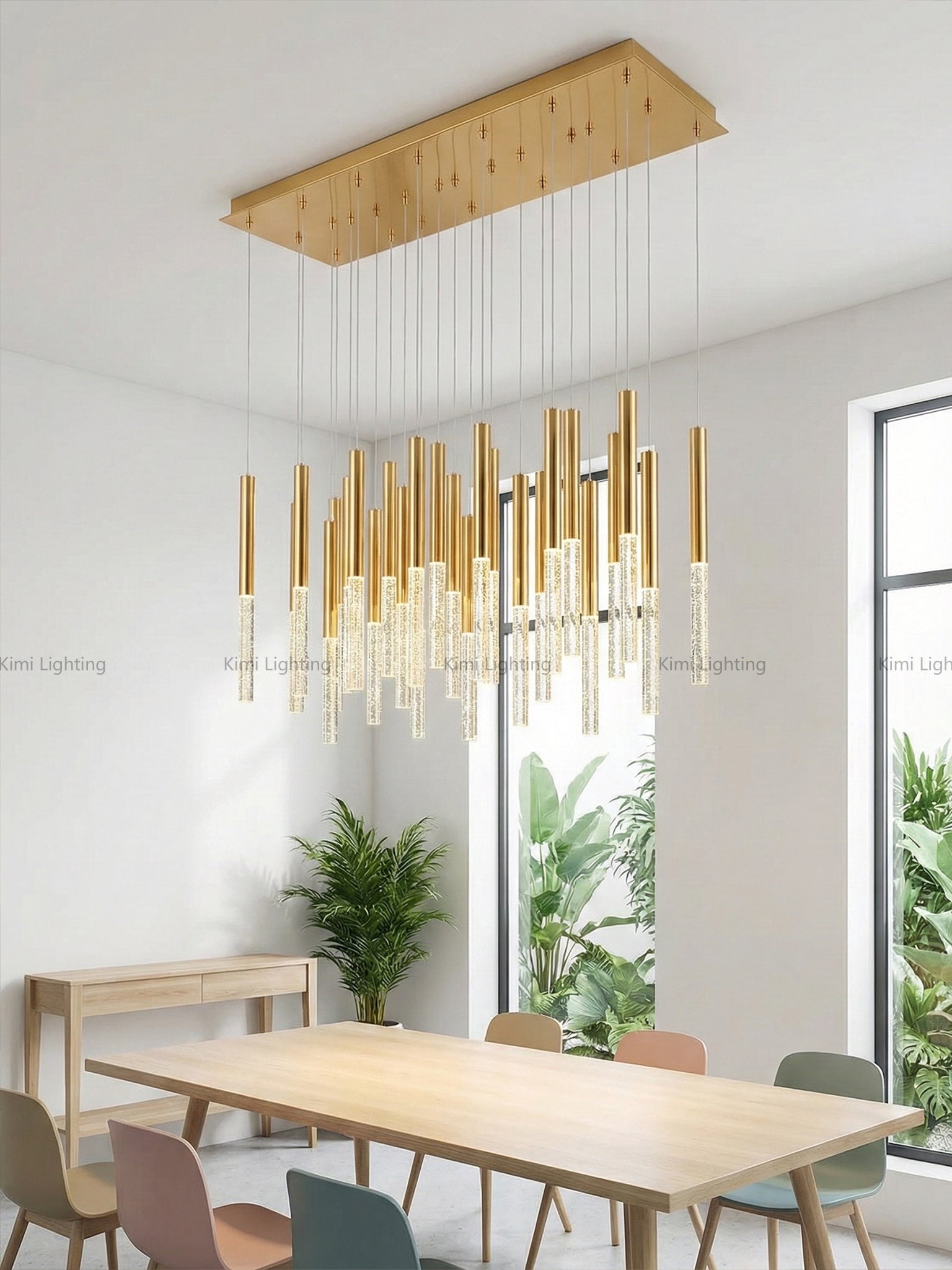 Crystal Column Staircase Pendant Light