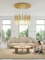 Crystal Column Staircase Pendant Light