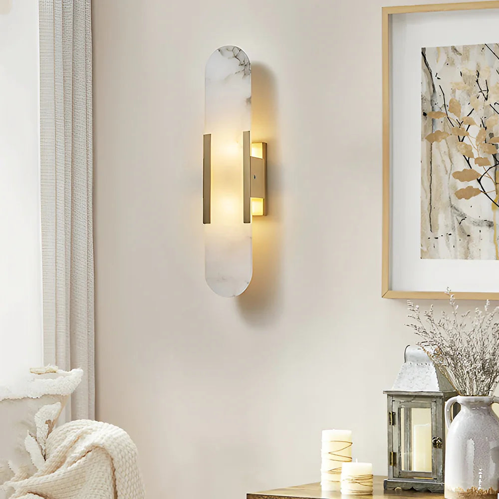 Modern Melange Elongated Alabaster Wall Lamp