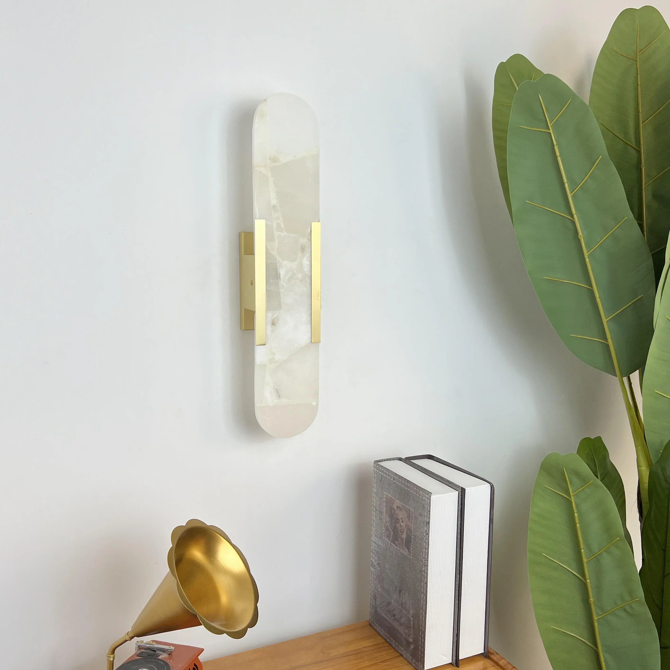 Modern Melange Elongated Alabaster Wall Lamp