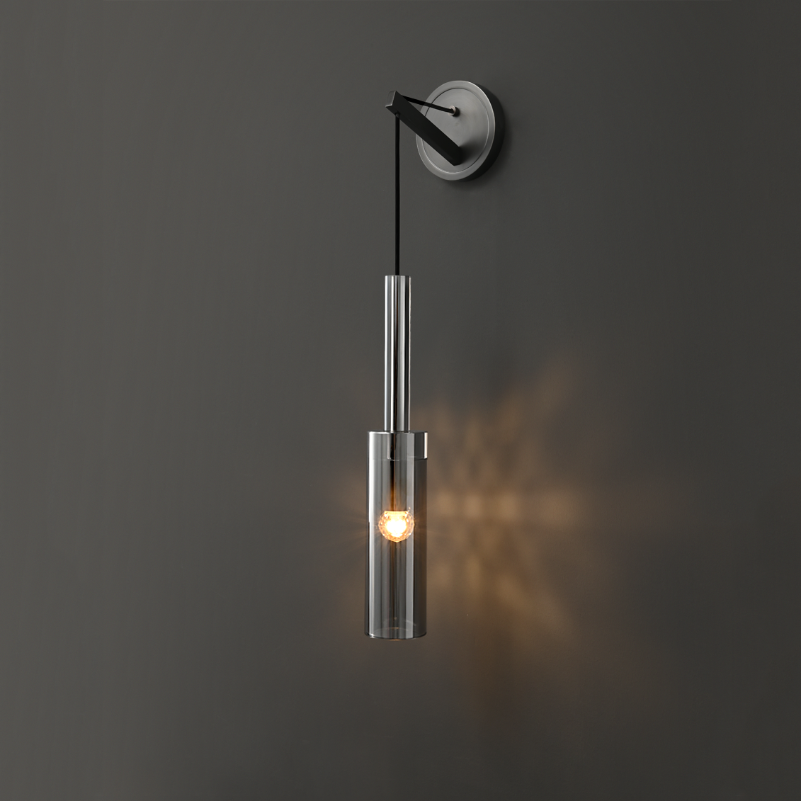 Modern Smoky Glass Brass Wall Sconce