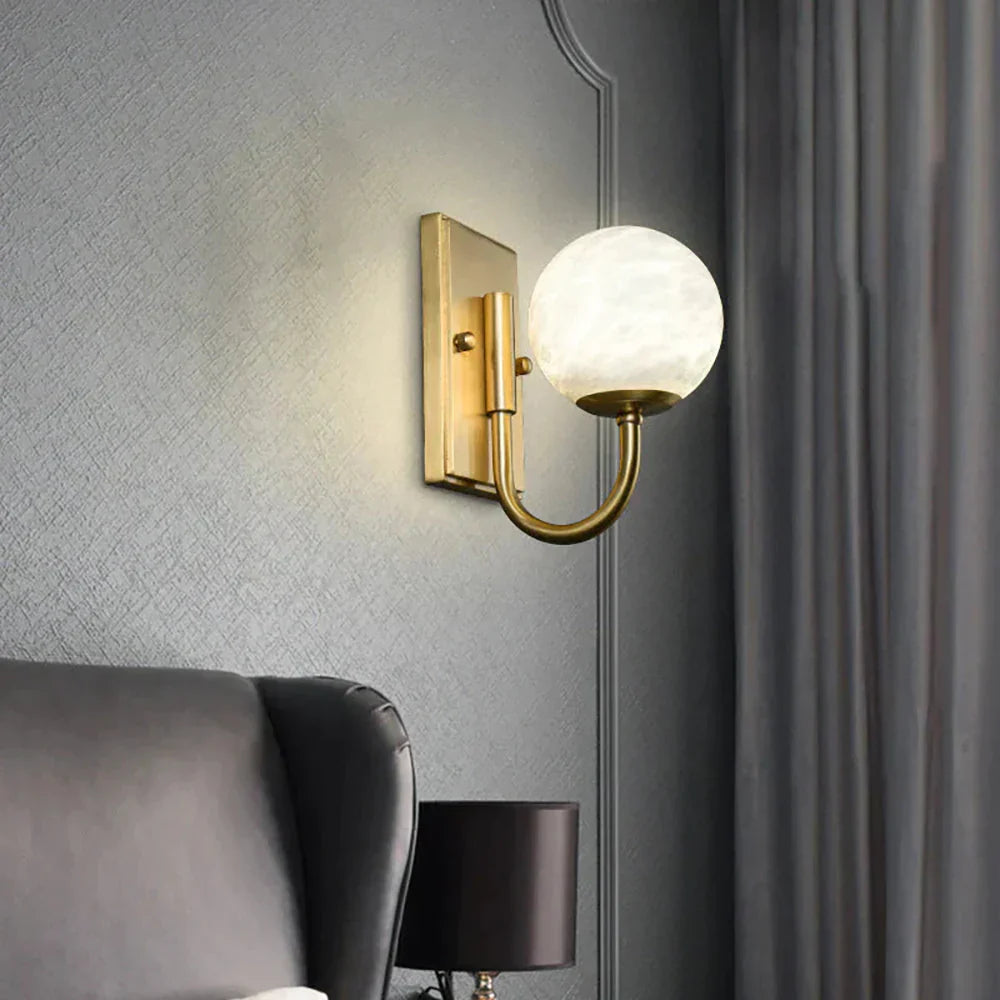 Modern Spherical Alabaster Wall Light