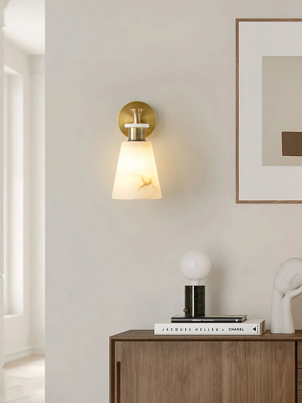 Modern Tapered Alabaster Wall Sconce