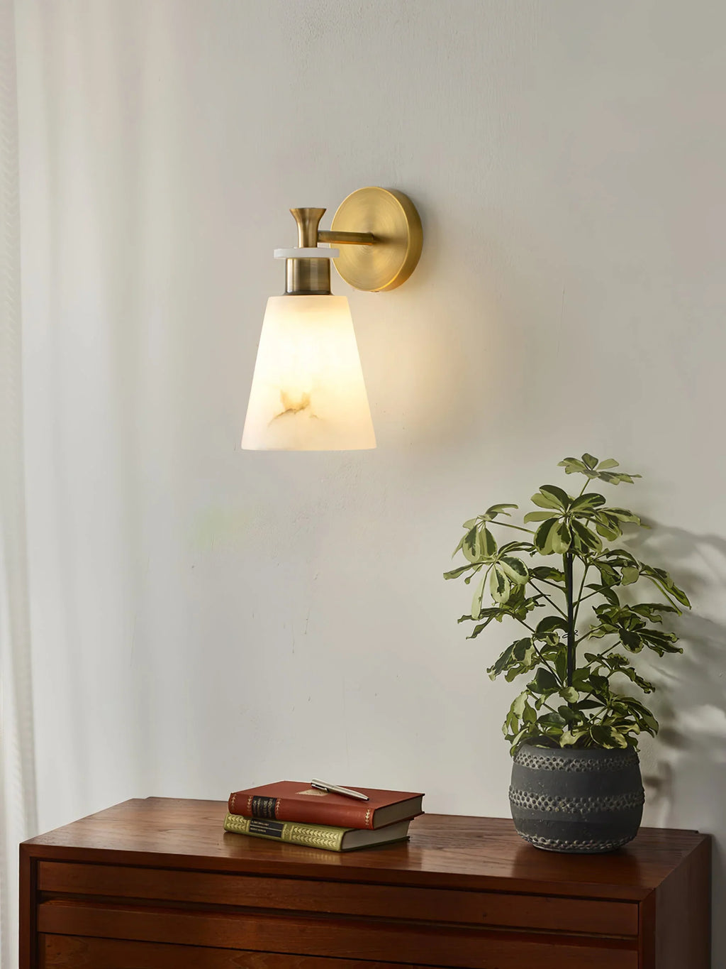 Modern Tapered Alabaster Wall Sconce