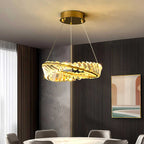 Modern Luxury Metal Glass Ring Chandelier