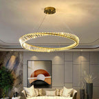Modern Luxury Metal Glass Ring Chandelier
