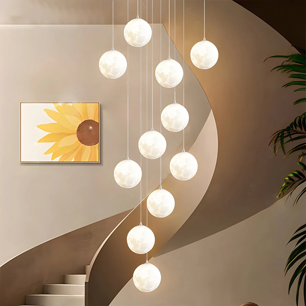 Modern Attic 3D Moon Celestial Chandelier