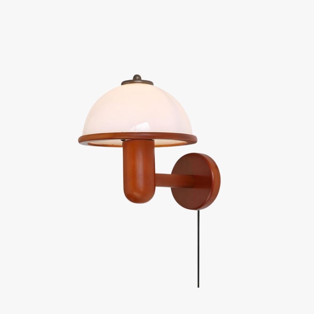 Mushroom Wood Wall Lamp – Rustic Organic Bedroom Wall Sconce