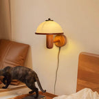 Mushroom Wood Wall Lamp – Rustic Organic Bedroom Wall Sconce