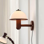 Mushroom Wood Wall Lamp – Rustic Organic Bedroom Wall Sconce