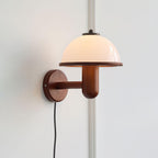 Mushroom Wood Wall Lamp – Rustic Organic Bedroom Wall Sconce