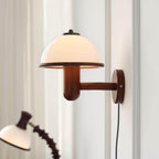 Mushroom Wood Wall Lamp – Rustic Organic Bedroom Wall Sconce