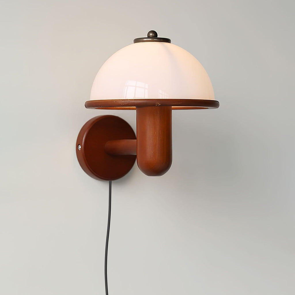 Mushroom Wood Wall Lamp – Rustic Organic Bedroom Wall Sconce