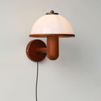 Mushroom Wood Wall Lamp – Rustic Organic Bedroom Wall Sconce