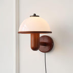 Mushroom Wood Wall Lamp – Rustic Organic Bedroom Wall Sconce