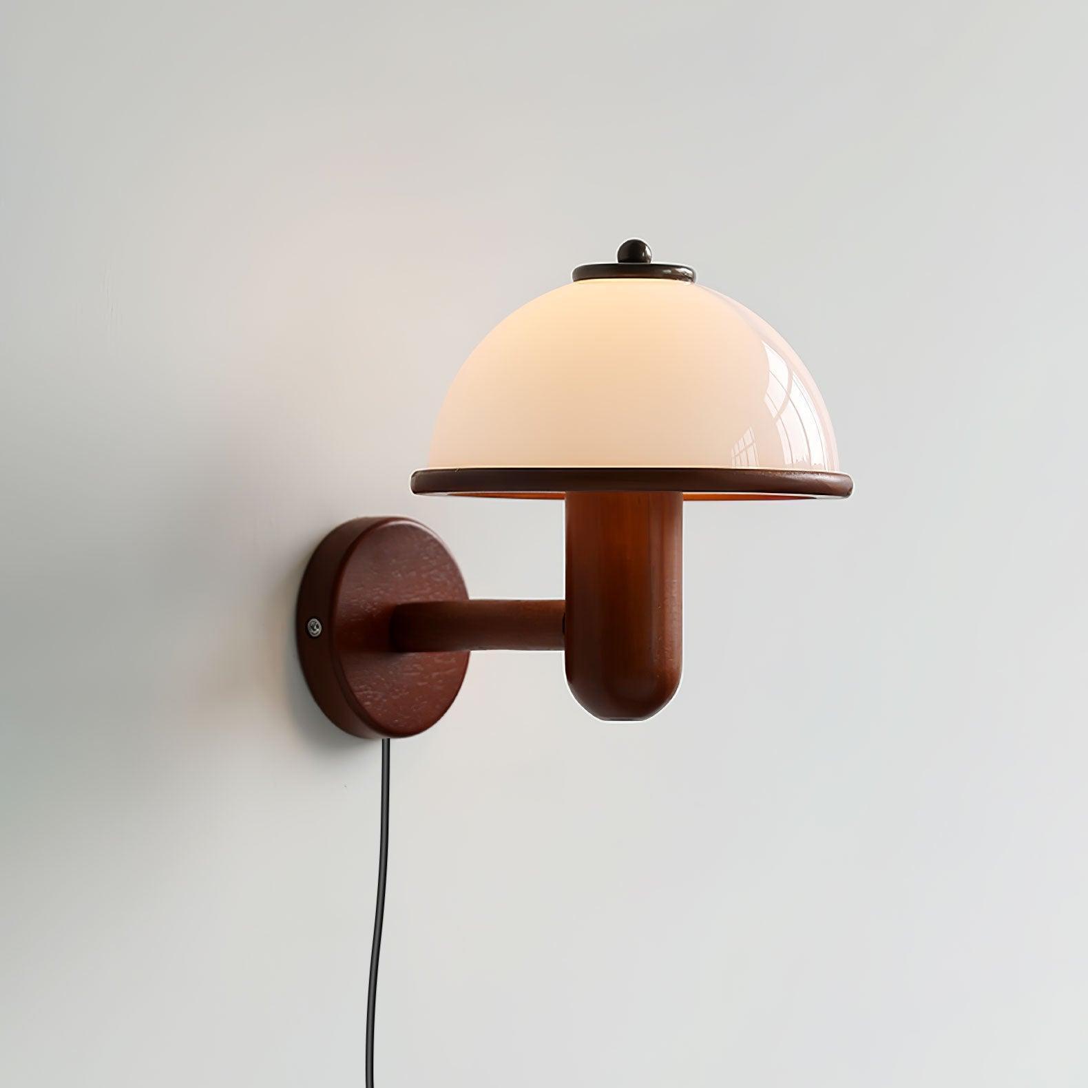 Mushroom Wood Wall Lamp – Rustic Organic Bedroom Wall Sconce