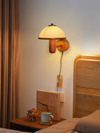 Mushroom Wood Wall Lamp – Rustic Organic Bedroom Wall Sconce