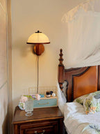Mushroom Wood Wall Lamp – Rustic Organic Bedroom Wall Sconce