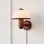 Mushroom Wood Wall Lamp – Rustic Organic Bedroom Wall Sconce