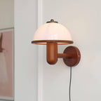Mushroom Wood Wall Lamp – Rustic Organic Bedroom Wall Sconce