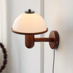 Mushroom Wood Wall Lamp – Rustic Organic Bedroom Wall Sconce