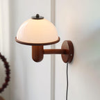 Mushroom Wood Wall Lamp – Rustic Organic Bedroom Wall Sconce