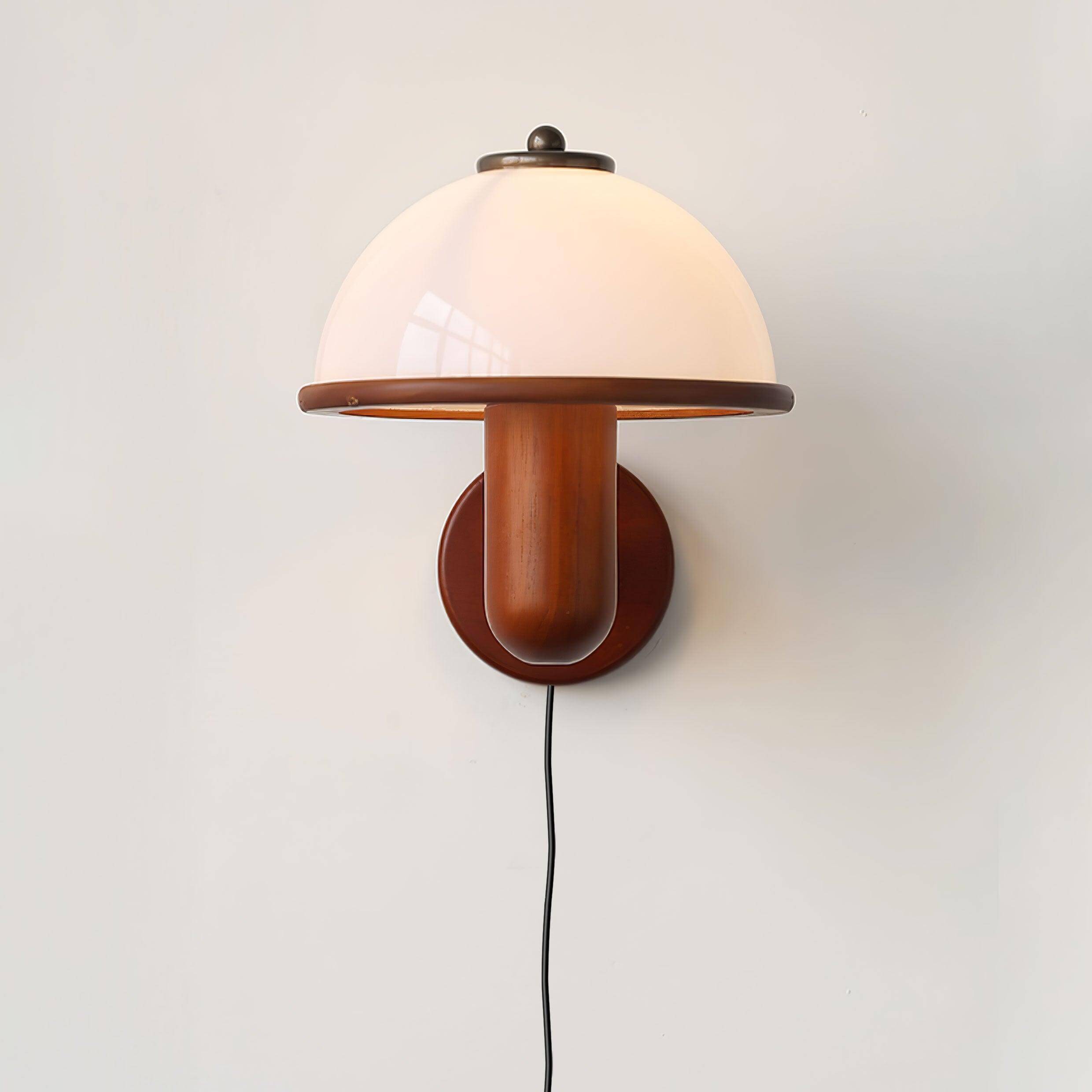 Mushroom Wood Wall Lamp – Rustic Organic Bedroom Wall Sconce