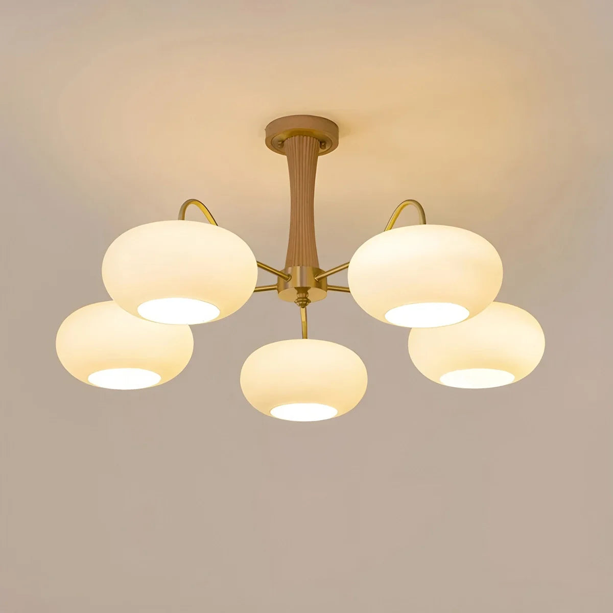 Brass Wooden Persimmon Chandelier