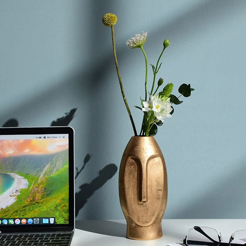 Ceramic Abstract Face Vase