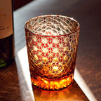 Edo Kiriko Hand-Carved Aurora Whiskey Glass