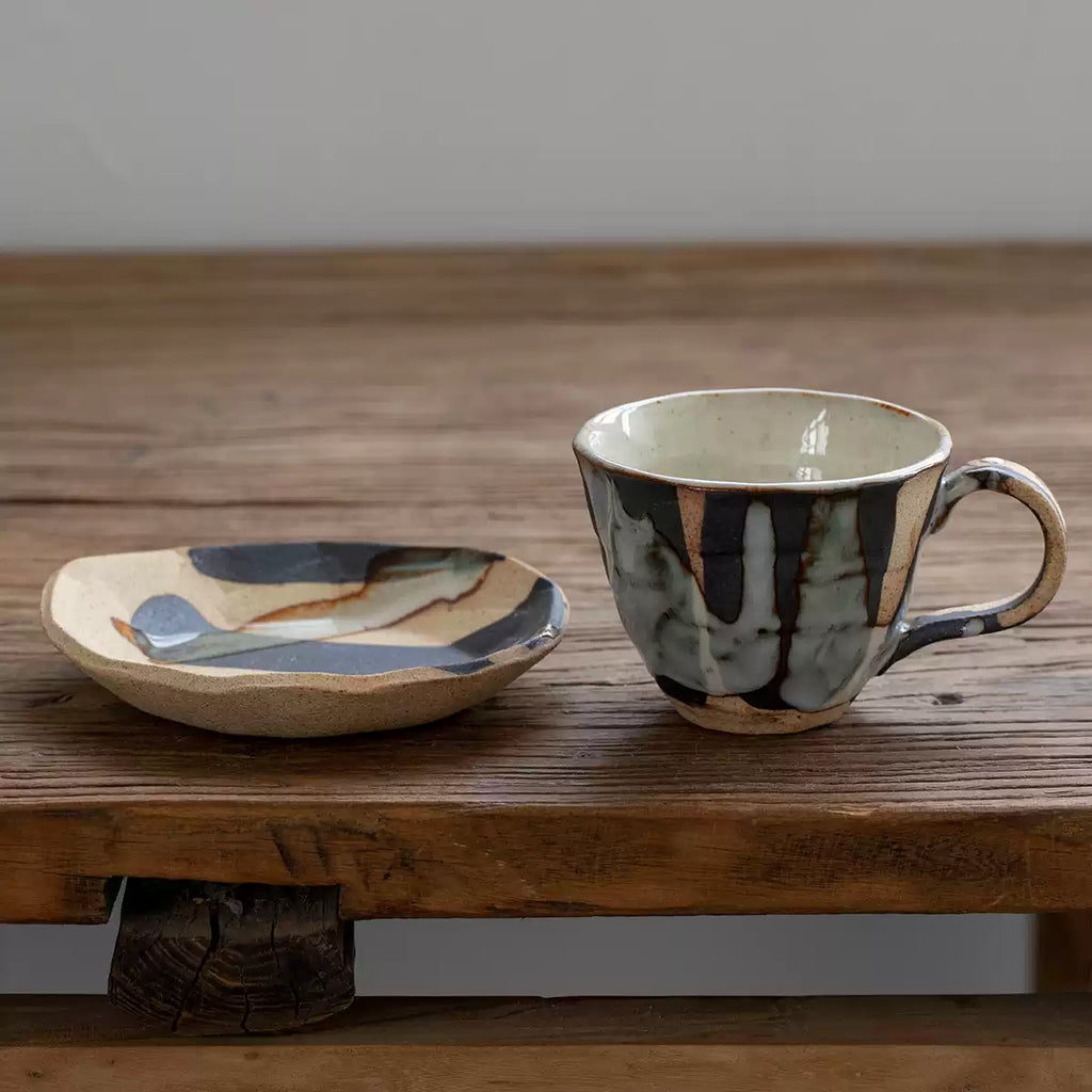 Mino Ware Rustic Hyakuso Ceramic Coffee Cup Set