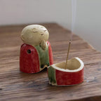 Seto Ware Handmade Rustic Clay Jizo Bodhisattva Incense Burner