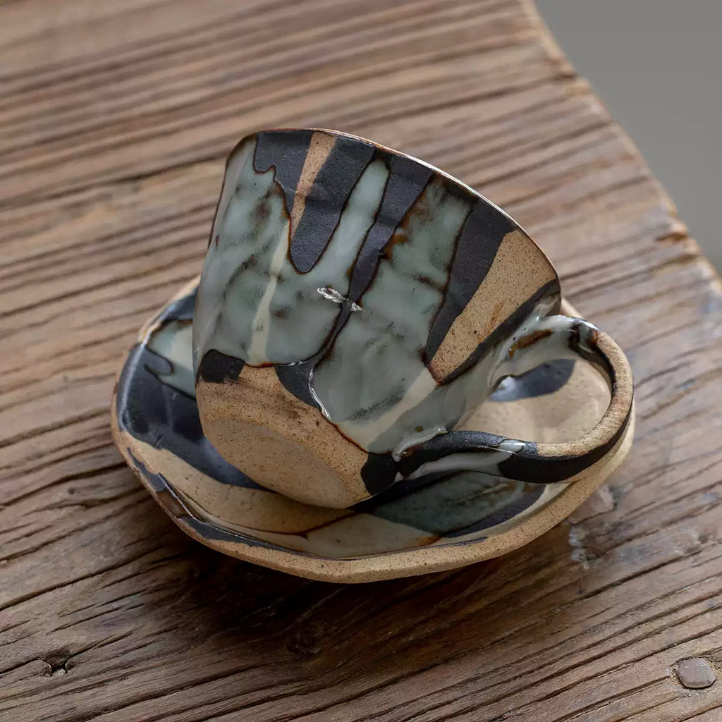 Mino Ware Rustic Hyakuso Ceramic Coffee Cup Set