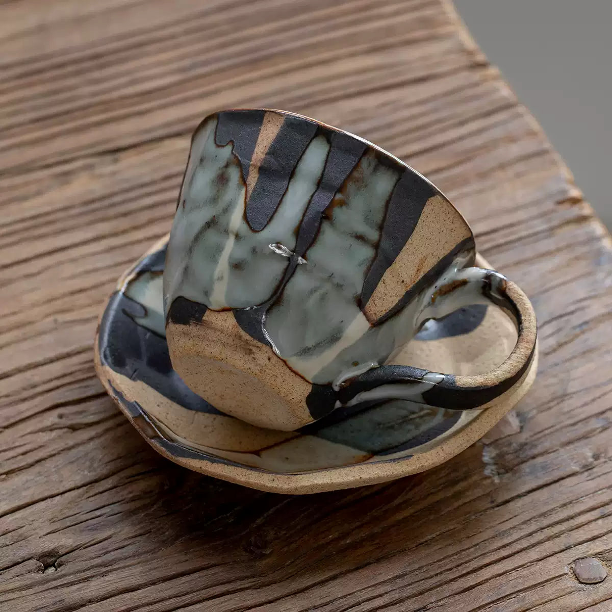 Mino Ware Rustic Hyakuso Ceramic Coffee Cup Set