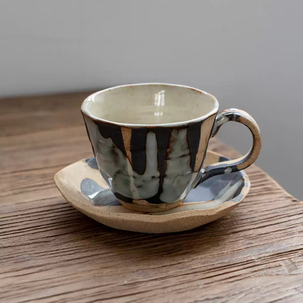Mino Ware Rustic Hyakuso Ceramic Coffee Cup Set