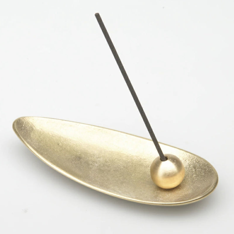 Nousaku Bamboo Leaf-Shaped Tin Incense Holder