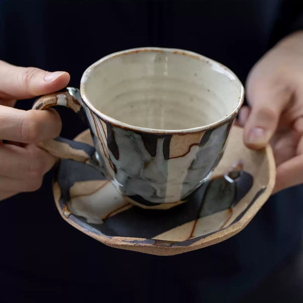 Mino Ware Rustic Hyakuso Ceramic Coffee Cup Set
