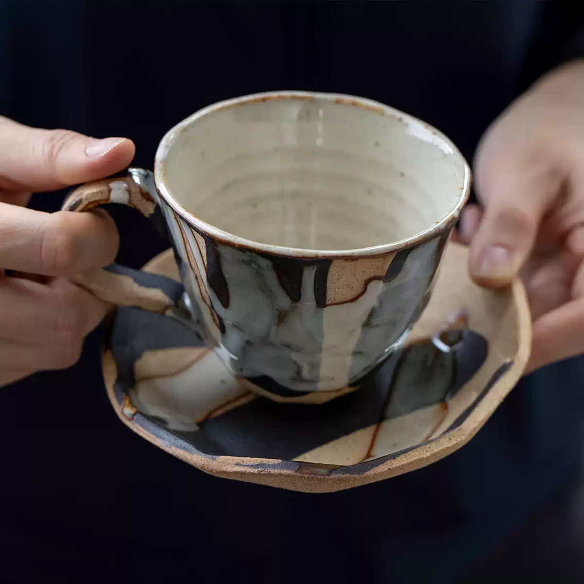 Mino Ware Rustic Hyakuso Ceramic Coffee Cup Set